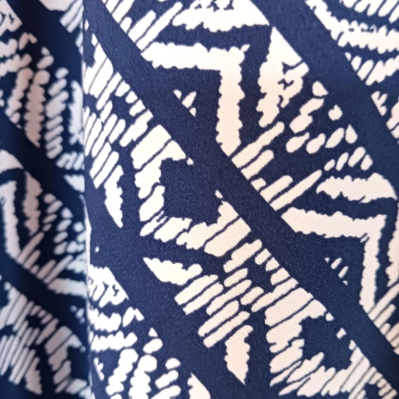 Chico's Maxi Flowy Tribal Blue White Print Skirt - Picture 9 of 13